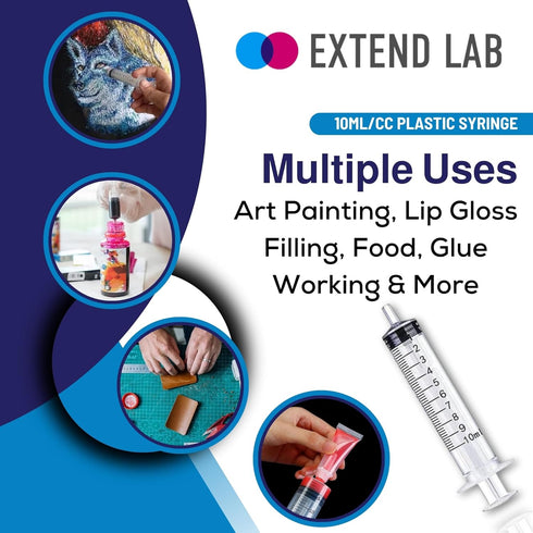 10ml/cc Plastic Syringe - Individually Sealed Measuring Syringe - Ideal for Scientific Labs & Pet Feeding - Luer Slip Tip for Refilling & Measurin...