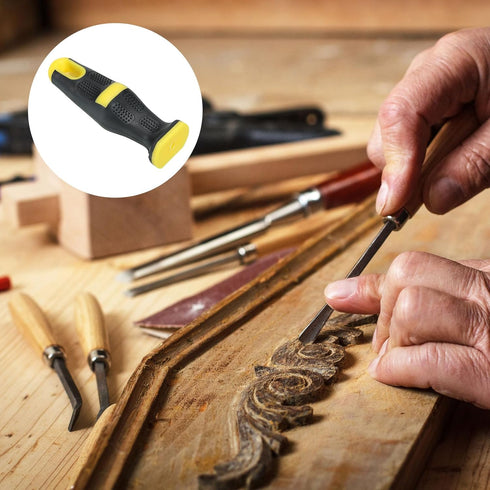 PATIKIL 4.5 Inch Plastic File Handle, 5 Pack File Cutting Tool File Handle Replacement Accessories for 0.22" Diameter File, Black Yellow...