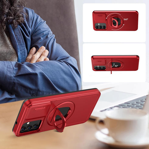 FUNMIKO for Samsung Galaxy S20 FE Case with Sliding Camera Lens Cover and Glass Screen Protector - Magnetic Kickstand - Shockproof Protective Phon...