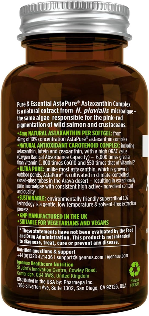 Astaxanthin Complex, Natural Algae Antioxidant for Eyes, Skin & Joints, 90 Vegan Astaxanthin Natural Softgels, Non-GMO 42 mg Astapure Providing H....