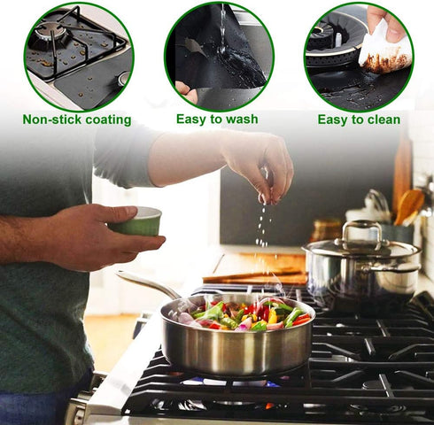 Gas Stove Burner Liners, 10 Pack Non-Stick Reusable Gas Range Protectors Stove Top Covers for Gas Burners Heat-resistant,Double Thickness, Dishwasher Safe 10.6”x10.6”