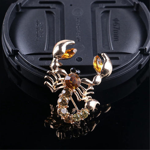 Men Women Retro Crystal Rhinestone Scorpion Brooch Creative Animal Insect Enamel Lapel Pins(Gold), one size...