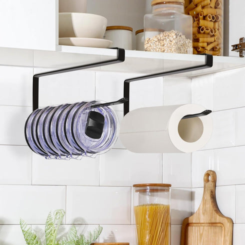Tumbler Lid Organizer 2 Pack Tumbler Lid Storage Hook Up to 20 Lids, Space Saving Cup Lid Holders Under Cabinet Tumbler Lid Hanger for Kitchen Sto...