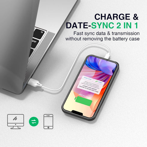 GIN FOXI Fast Charging Battery Case for iPhone 13/13 Pro/14/14 Pro, 15W Wireless Charger Slim Travel 7000mAh Power Bank Anti-Slip TPU Extra Pack f...