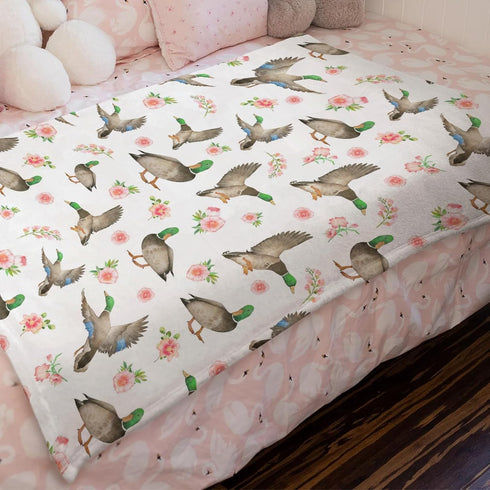 Mallard Duck Boho Floral Baby Blanket for Boys & Girls Duck Hunting Newborn Kids Toddler Baby Nursery Bed Blanket Stroller Crib Soft Warm Receivin...