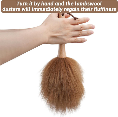 Lambswool Dusters for Cleaning Comfortable Solid Wooden Handle Dust Brush for Office, Car, Window, Furniture...