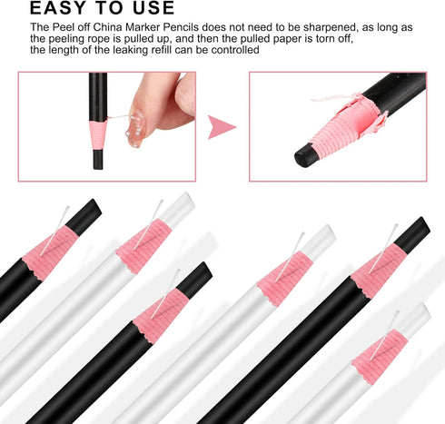 24 Pcs Peel off China Marker Pencils Grease Pencils Wax Pencils Drawing Marking Crayon Pencil for Wood, Garments, Metal, Paper, Fabrics, Leather, ...