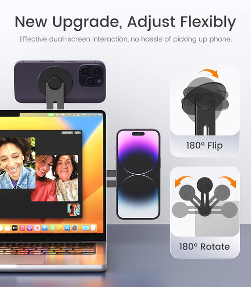 MoKo Magnetic Laptop Phone Holder, Adjustable Continuity Camera Mount for Monitor's Top and Side, Slim Computer Expansion Bracket Stand for Tesla,...