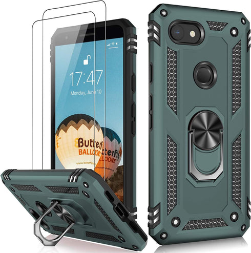 LUMARKE Google Pixel 3A Case with Screen Protector,Pass 16ft. Drop Tested Military Grade Cover with Magnetic Ring Kickstand Car Mount Holder,Prote...