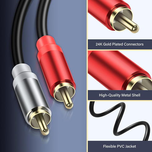 2RCA Video Extension Cable 2RCA Male to 2RCA Male Short Subwoofer Cable 2RCA to 2RCA Cable Stereo Audio Cable RCA to RCA Short Cable for HDTV Syst...