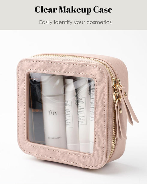 Mini Clear Makeup Bag for Purse, Cute Small Travel Cosmetic Bag with Visual Window & Dual Zippers, Makeup Pouch for Women (Black, Mini)...