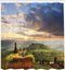 Ambesonne Winery Shower Curtain, Vineyard in Chianti Tuscany Italy Autumn Sunrise Dramatic Clouds, Cloth Fabric Bathroom Decor Set with Hooks, 69"...