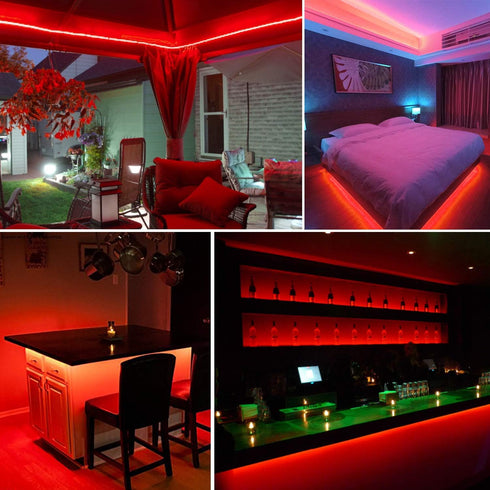 20ft 12V 360 LED Red Strip Light, Flexible Cuttable Non-Waterproof for Indoor Party Decoration, with Power Supply & Dimmer....