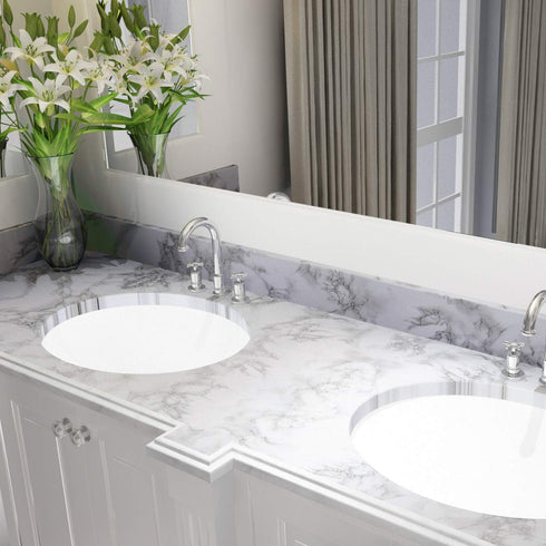 Art3d 120"x17.3" Self-Adhesive Wallpaper, Peel and Stick Grey Marble Paper, Matt...