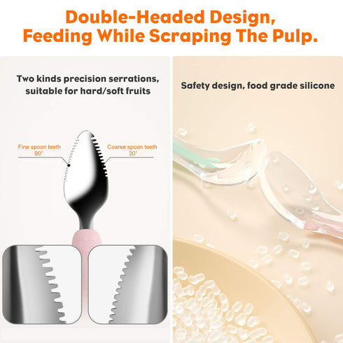 Baby Feeding Supplies Baby Fruit Spoon and Bib BPA Free Baby Food Feeder(Pink)...