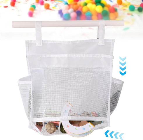 Baby Bath Toy Organizer Bathtub Toy Holder Shower Caddy 14× 11 × 6 inches Toy Storage Net Bags with 2 Side Pockets Hanging bag Multi-use Bathroom ...