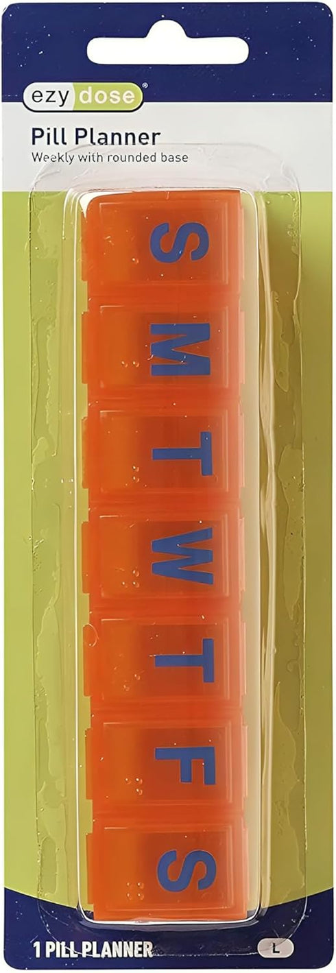 EZY DOSE Weekly (7-Day) Pill Case, Medicine Planner, Vitamin Organizer, Large Contoured Compartments for Easy Pill Removal, Amber Lids, BPA Free...