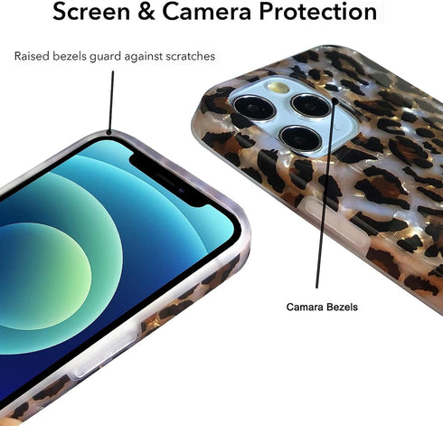 J.west Compatible with iPhone 11 Pro Case 5.8-inch, Luxury Sparkle Clear Women Leopard Print Soft Slim TPU Protective Phone Case Cover for Girls (...