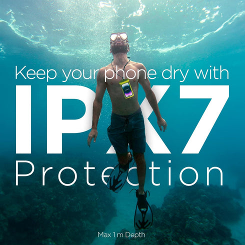 iJoy Waterproof Phone Pouch with Selfie Grip - Capture Your Underwater Adventures | IPX7 Waterproof, Universal Waterproof Case with Lock Seal Tech...