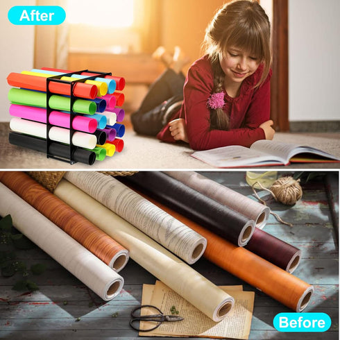 uxcell Vinyl Roll Storage Rack, Acrylic Vinyl Roll Holder for Up to 20-Holes, Vinyl Organization for Craft Room Gift Wrap Roll Vinyl Storage Organ...