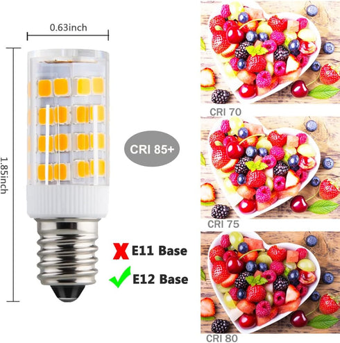 KAKEMONO E12 LED Candelabra Light Bulbs 4W Replace E12 40 Watt Halogen Equivalent,Warm White 2700K C7 T4 120V Small Base E12 for Ceiling Fan Chand...