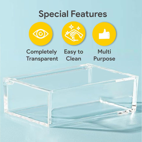 Hammont Clear Acrylic Box with Hinged Lid – Small Plastic Organizer for Office, Desk, Makeup, Crafts, Cotton Balls, Jewelry & More | 6.5"x3.5"x2" ...