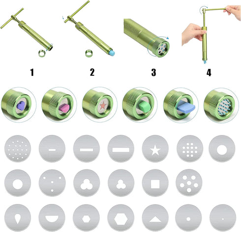Allazone 56 PCS Polymer Clay Extruder kit, Rotary Clay Extruder with 20 Tips Sugar Extruder Disks, Polymer Clay Cutters, Clay DIY Tool for Clay Mo...