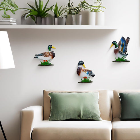 Mallard Metal Wall Decor 9 Inch Wall Art Hanging Green Duck Wall Decoration Mallard Wall Sculpture Outdoor Article Craft for Garden Patio Fences B...