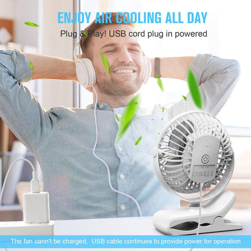 BESKAR Clip on Fan, 360° Rotation Quiet Stroller Fans with Strong Airflow,3 Speeds, Portable Small Fans with Sturdy Clamp,Perfect Personal Cooling...