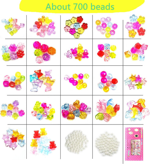 Beads Set for Jewelry Making Kids Adults Children Craft DIY Necklace Bracelets Letter Alphabet Colorful Acrylic Crafting Beads Kit Box with Access...