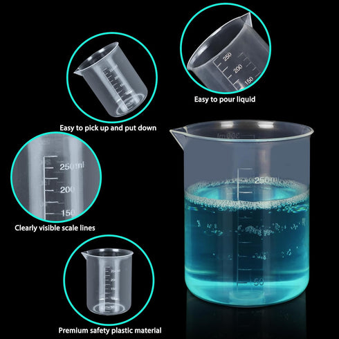 APLANET Plastic Graduated Cylinders and Beakers, 10ml, 25ml, 50ml, 100ml Cylinders with 50ml, 100ml, 250ml, 500ml, 1000ml Beakers and 1 Tube Brush...