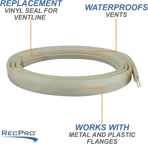 RecPro RV Roof Vent Seal White Vinyl | 51" RV Seal Replacement for Ventline, Hengs and Camco Roof Vents Made in USA (1 Pack)...