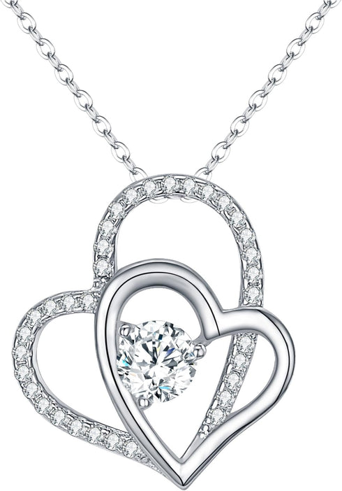 EVER FAITH Double Circles Necklace Sterling Silver Infinity Interlocking Friendship Sister Mother Daughter Necklace Birthday/Mothers Day/Valentine...