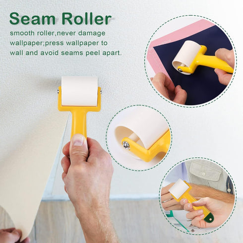 WRAPXPERT Wallpaper Smoothing Tools,Wallpaper Tool Kit with Squeegee Smoother,Seam Roller,Wallpaper Brush for Wallpaper Hanging,Contact Paper,Viny...