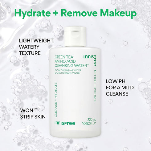 innisfree Green Tea Amino Acid Cleansing Water, Hydrating Micellar Water, Korean Skincare Makeup Remover, Dermatologist Tested (Packaging May Vary...