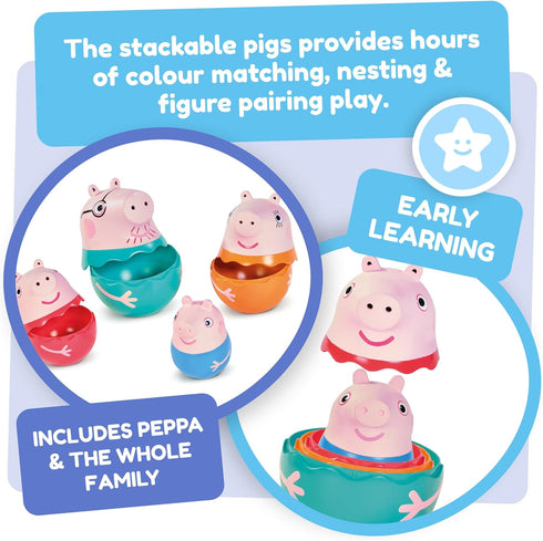 Toomies Peppa Pig Nesting Family - Includes Peppa Pig, Mummy Pig, Daddy Pig and Rattling George - Sorting and Pouring Toddler Bath Toys - Toddler ...