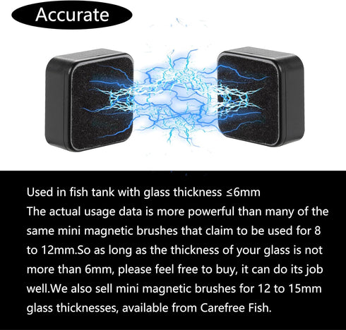 Carefree Fish Aquarium Mini Magnetic Cleaner for Acrylic and Glass Fish Tank Tiny Magnet Brush Algae Scrapers (Plus No Floating)...
