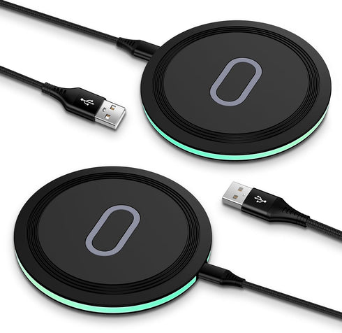 Samsung Fast Wireless Charger Pad, 2 Pack 15W Wireless Charging Pad Fast Charging Station for Samsung Galaxy S24 S23 FE S23 S22 S21 Note 20,iPhone...