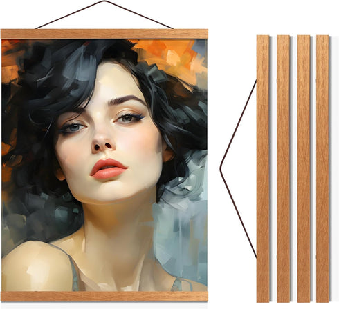 Magnetic Poster Hanger 24” Poster Frame with Strong Magnets, Complete Hanging Kit for Posters, Art, Maps, and More, Fits 24x17, 24x20, 24x36, Teak...