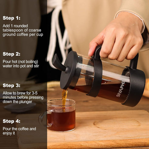 Sivaphe Small French Press 12oz Light-weight Durable High Borosilicate Carafe/Tea Maker Single Serve Coffee Press Frothed Brewer...