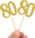 Donoter 50pcs 80th Cupcake Toppers Gold Glitter Number 80 Cake Picks for Birthday Anniversary Party Decoration...