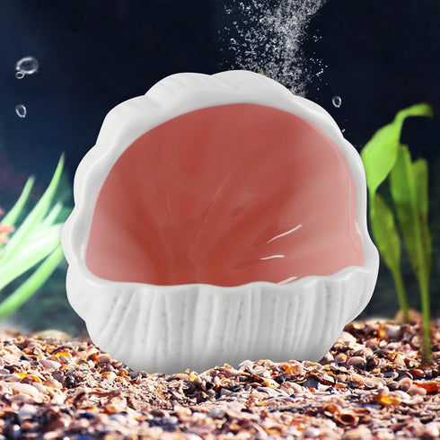 Aquarium Decorations Conch Shell-Shaped Ceramic Fish House Betta Fish Tank Accessory Decor Small Fish Hideout Cave for Fish Playing or Hiding (Pin...