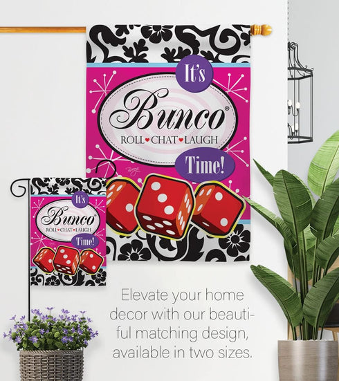 Breeze Decor It's Bunco Time Garden Flag Interests Games Night Dice Poker Bingo Hobbies Leisure Activity House Decoration Banner Small Yard Gift D...
