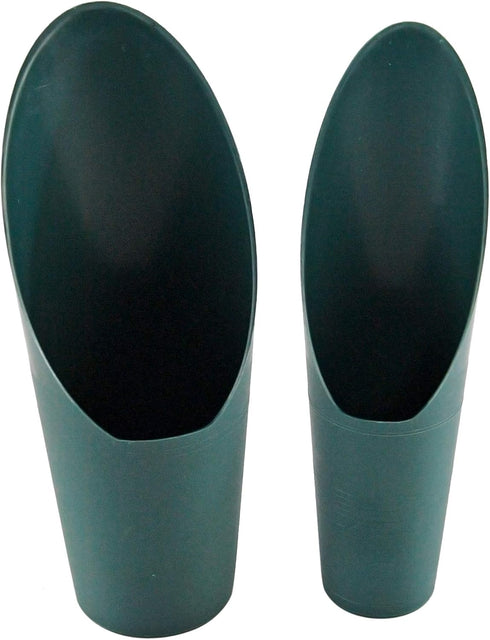 HOME-X Soil Scoops, Small Gardening Tools, Potting Scoopers, Bonsai Tool, Set of 2 Different Sizes – Green- 6 ½” x 2 ½ “ and 6 ¼ “ x 1 ¾ “...