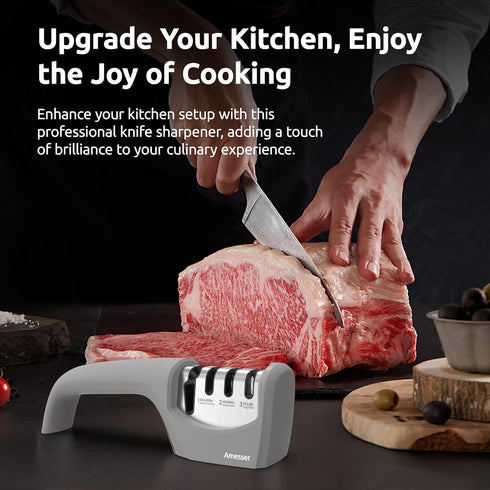 4-in-1 Knife Sharpener – Fast & Safe Sharpening for Kitchen, Pocket, Chef’s & Serrated Knives, Scissors | Effortlessly Restore, Hone & Polish Blad...