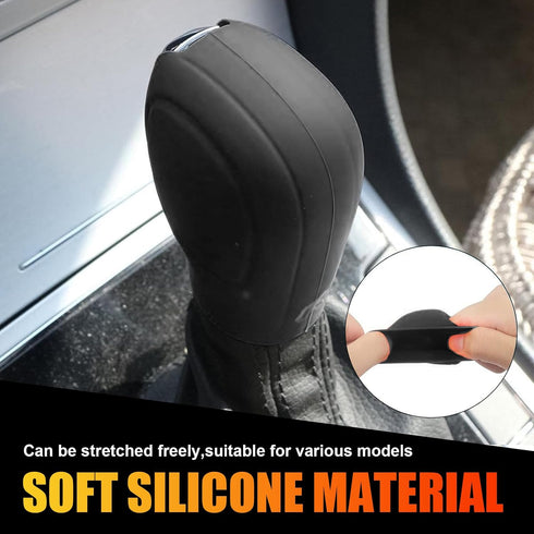 2 PCS Auto Shift Cover, Environmentally Friendly Silicone Open Anti-Slip Automatic Knob Gear Lever Protective Cover, Car Decorative Accessories, C...