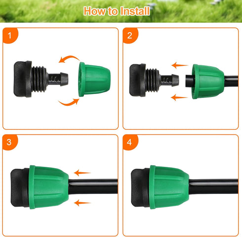 1/4 Inch Drip Irrigation Fittings, Lock Barbed End Caps for ¼ in. Tubing, 30 Pieces Barbed End Plugs Drip Parts Locked End Cap Connectors, Drip Li...