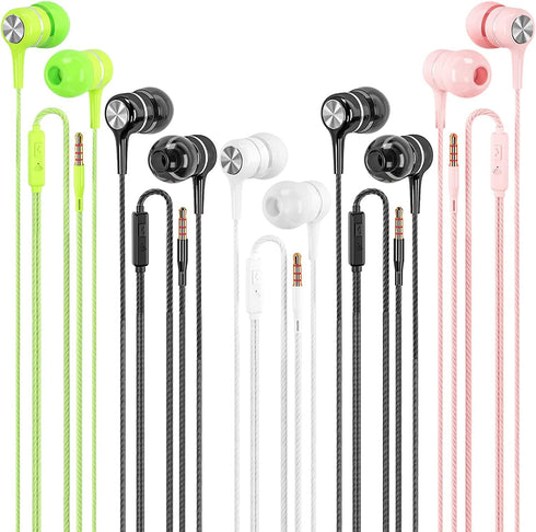 Wired Earbuds with Microphone 5 Pack, in-Ear Headphones with Heavy Bass, High Sound Quality Earphones Compatible with iPad, Laptop, MP3, Android S...