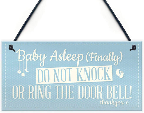 Meijiafei Baby Asleep Bedroom Door Sign Baby Sleeping New Born Mum Hanging Wall Plaque Shower Gift 10" X 5"...