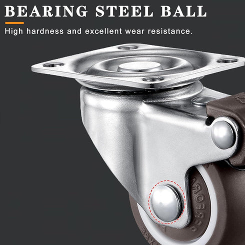 1.25 inch Swivel Caster Wheels Bearing Plate Caster Wheels, Rolling Casters for Furniture and Workbench Cart, Set of 4 (2 with Brakes & 2 Without)...
